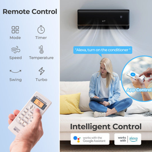 9100 BTU 20.5 SEER2 115V WiFi Enabled Mini Split AC Compatible with Alexa Gray