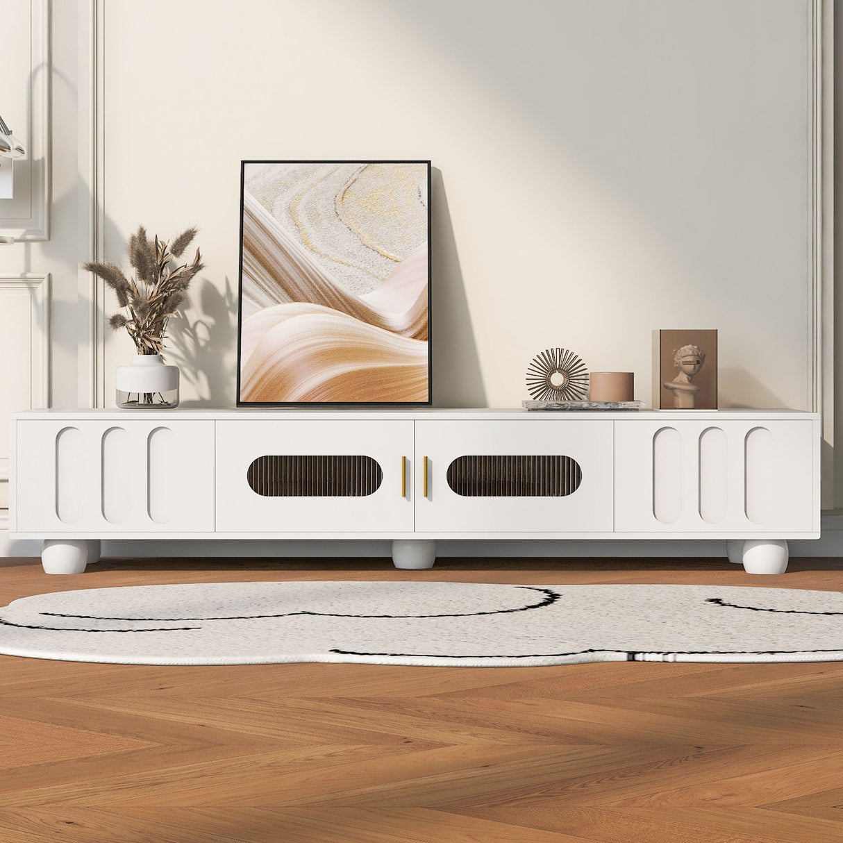 Modern TV Stand For TVs Up To 80", 2 Drawers And Cabinet by Couch.com