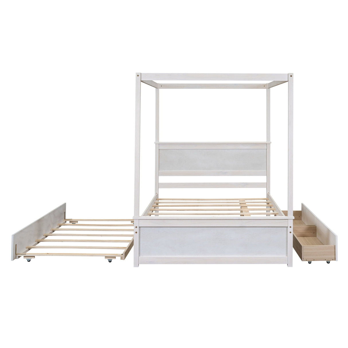 Canopy Platform Bed With Drawers, Support Slats, No Box Spring Needed by Couch.com