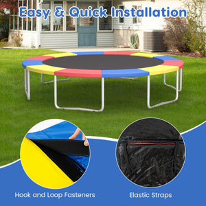 8-16 FT Trampoline Pad Replacement Safety Pad with Fixing Straps (Multicolor)-14 ft