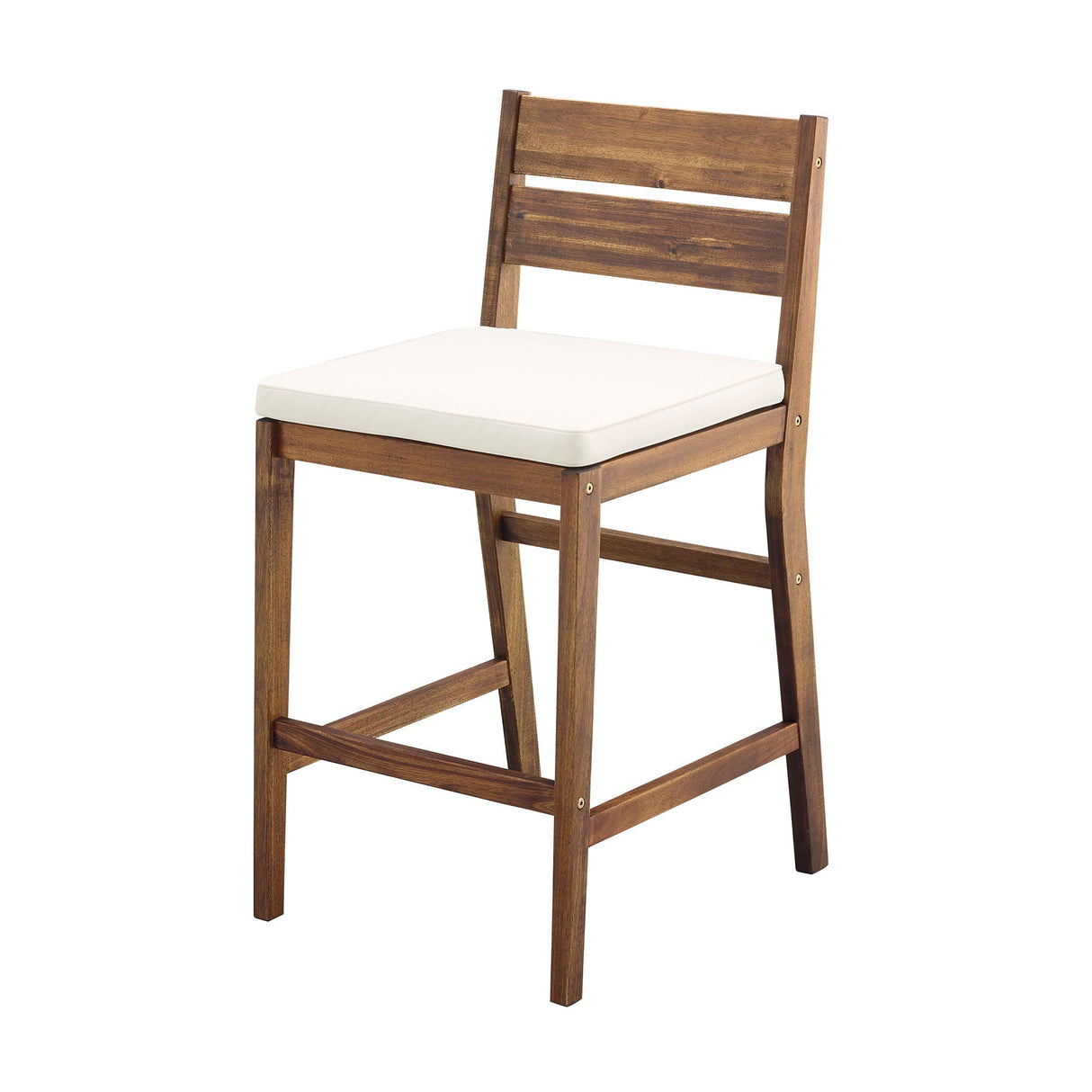 Modern 2 Piece Solid Acacia Wood Counter Stools With Cushion - Dark Brown by Couch.com