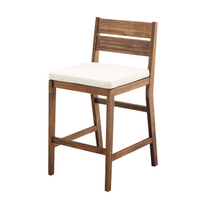 Modern 2 Piece Solid Acacia Wood Counter Stools With Cushion - Dark Brown by Couch.com