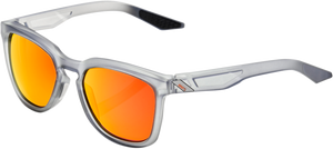 100% Hudson Sunglasses - Crystal Gray - Red Mirror 61028-255-43
