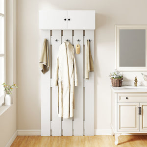 Entryway Wall Coat Rack Wall Mounted Coat Clothes Rack-White