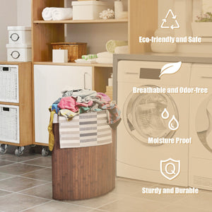 Corner Bamboo Hamper Laundry Basket-Natural