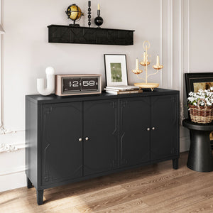 Accent Cabinet 4 Door Wooden Cabinet Sideboard Buffet Server Cabinet Storage Cabinet, For Living Room, Entryway, Hallway, Office, Kitchen And Dining Room - Matte Black by Couch.com