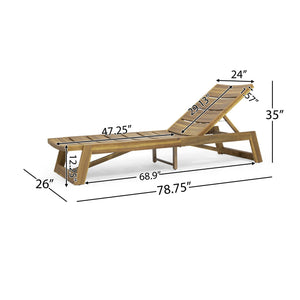 Outdoor Chaise Lounge With Adjustable Seating and Slat Panel - Yellow Brown