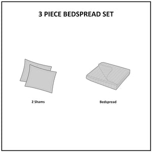 3 Piece Reversible Bedspread Set Cream Full/Queen