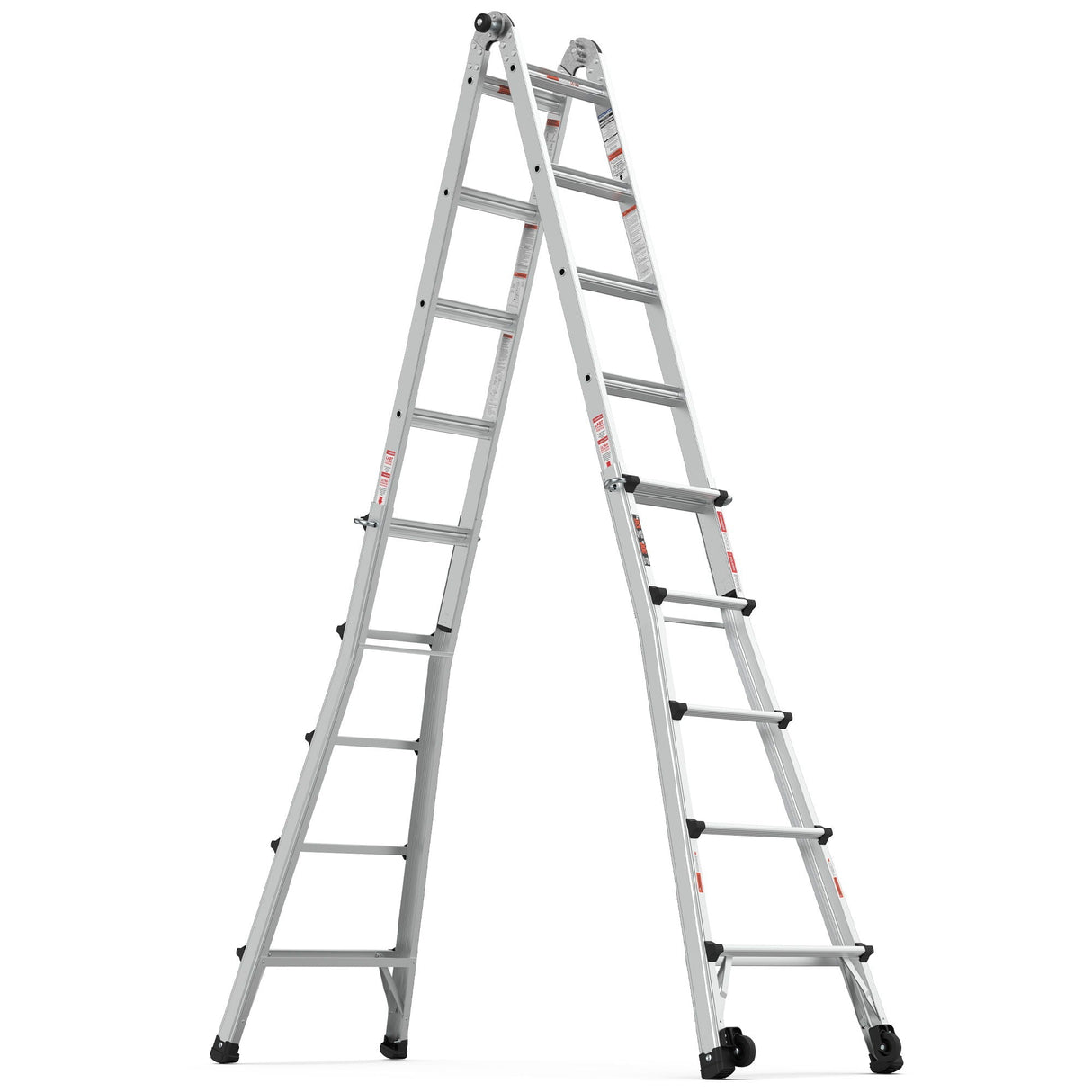 22' Aluminum Multi-Position Ladder With Wheels, 300 Lbs Weight Rating - Metallic Gray by Couch.com