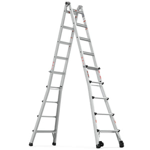 22' Aluminum Multi-Position Ladder With Wheels, 300 Lbs Weight Rating - Metallic Gray by Couch.com