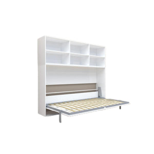 Couch.com Mordern Design Twin Size Horizontal Murphy Bed With Shelf Storage For Bedroom Or Guestroom Wall Bed Space Saving Hidden Bed With New Style Gas Struts White, with Storage, Modern Style by Couch.com