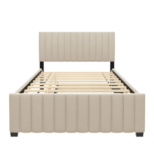 Elegant Upholstered Platform Bed With Twin Size Trundle by Couch.com
