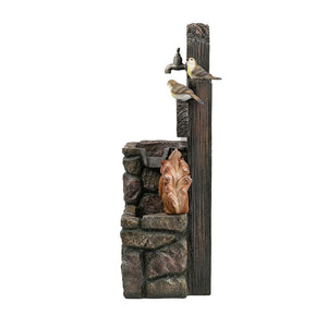 Decorative Two Tiered Water Fountain With Woodland Animal Design, Outdoor Fountain With Light And Pump - Multi by Couch.com
