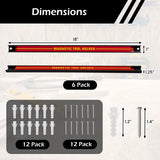 18 Inch Magnetic Tool Holder Strip with Mounting Screws-Red