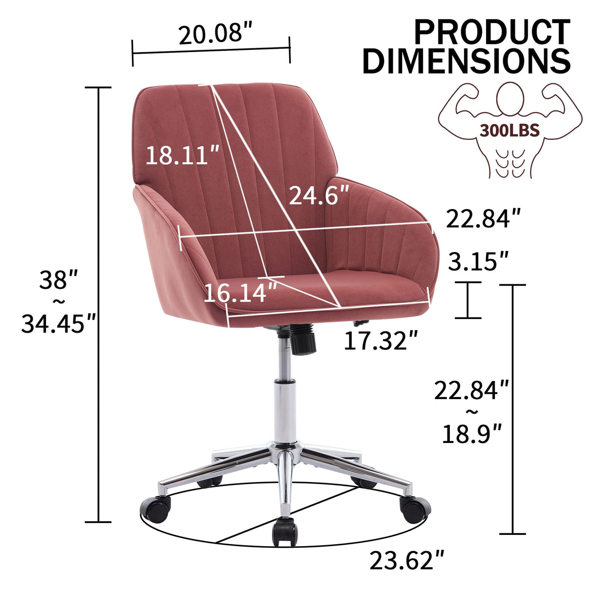 Adjustable Ergonomic Office Chair, Swivel Backrest Seat by Couch.com