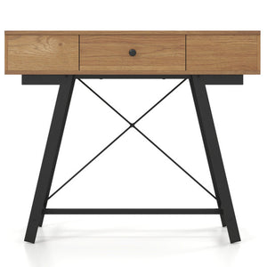 Vanity Desk with Flip Top Mirror Makeup Dressing Table-Rustic Brown