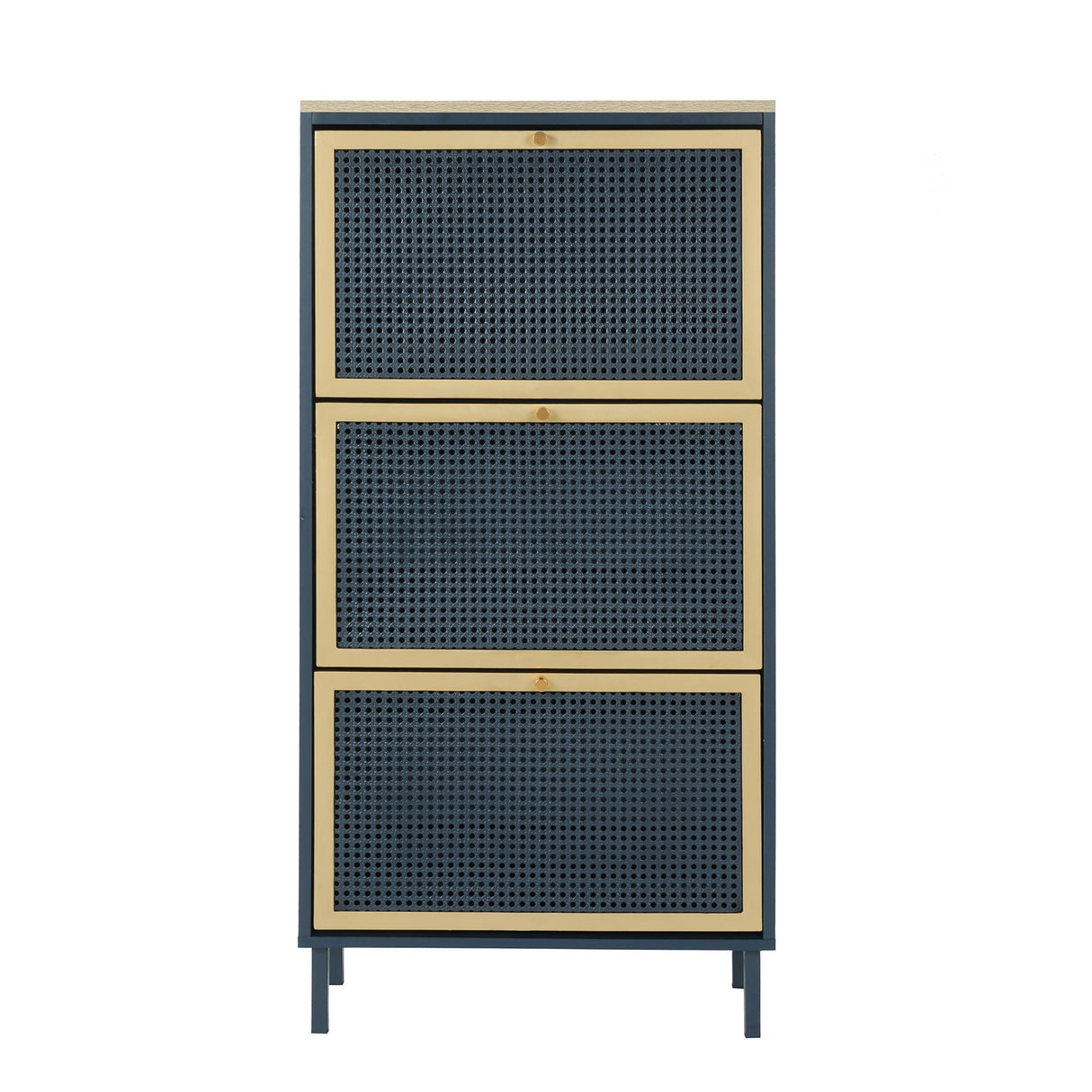 Modern Rattan 3 Door Shoe Rack Cabinet For Entryway by Couch.com
