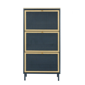 Modern Rattan 3 Door Shoe Rack Cabinet For Entryway by Couch.com