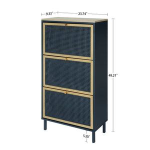 Modern Rattan 3 Door Shoe Rack Cabinet For Entryway by Couch.com