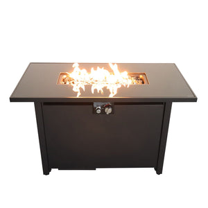 Outdoor Fire Pit Table Durable Construction With Lid - Black by Couch.com