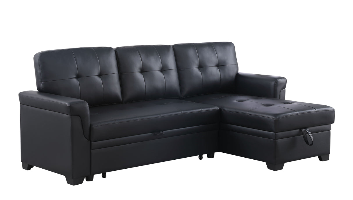 Lexi - Vegan Leather Modern Reversible Sleeper Sectional Sofa With Storage Chaise by Couch.com