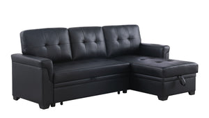 Lexi - Vegan Leather Modern Reversible Sleeper Sectional Sofa With Storage Chaise by Couch.com