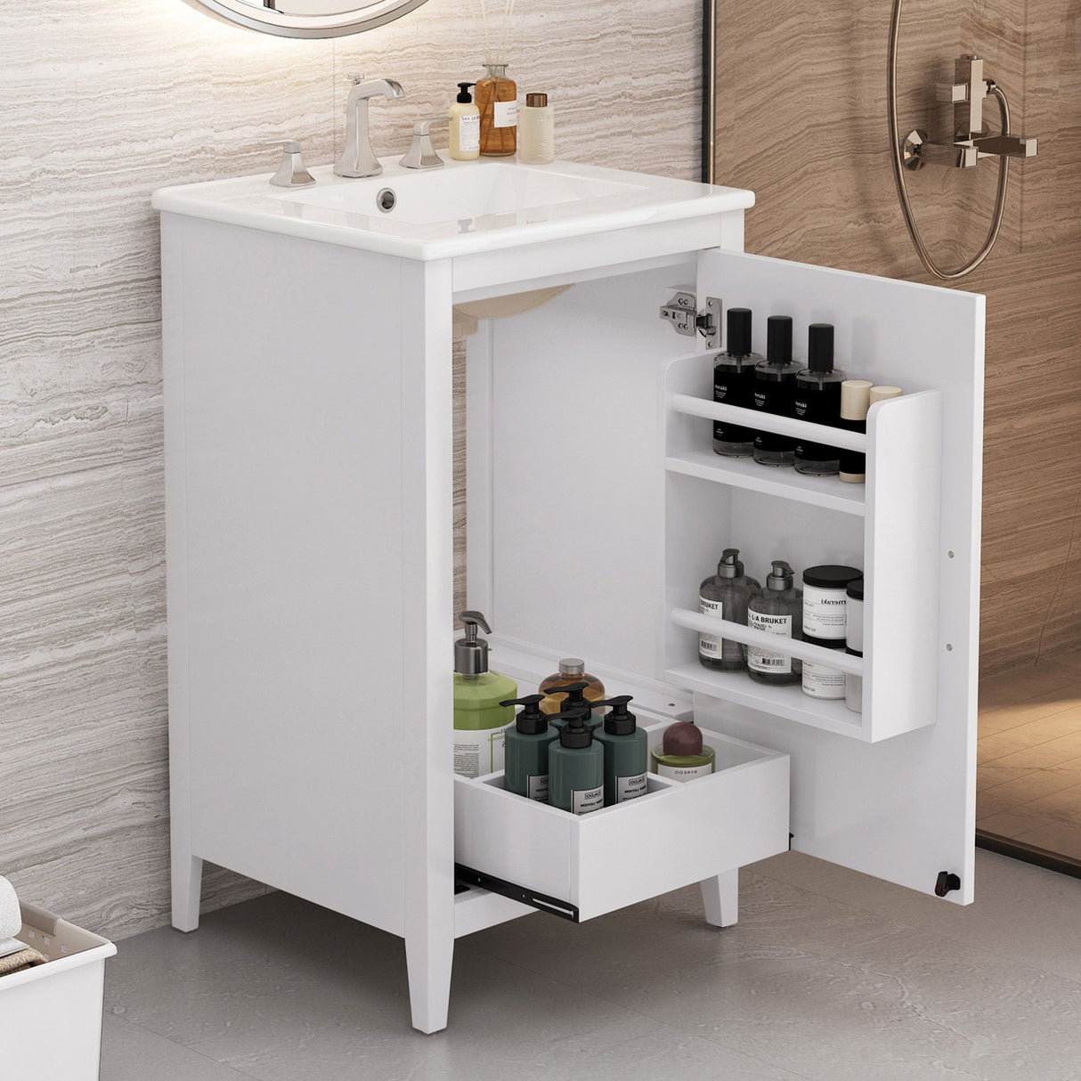 Modern Bathroom Vanity With Sink, Functional Drawer, Soft- Closing Door by Couch.com