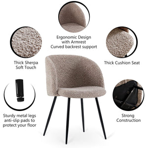 Adjust Legs Upholstered Teddy Faux Fur Dining Armrest Chair (Set of 2) by Couch.com