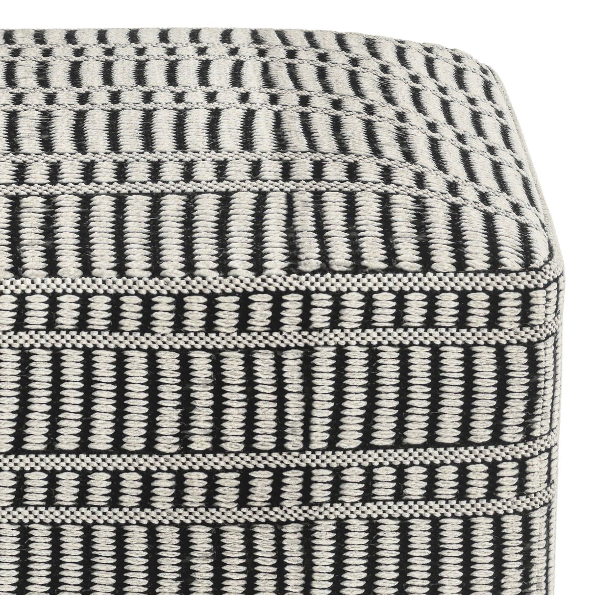 Safford - Square Woven Outdoor / Indoor Pouf - Black / White by Couch.com