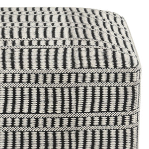 Safford - Square Woven Outdoor / Indoor Pouf - Black / White by Couch.com