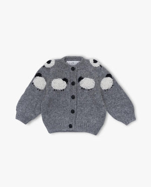 Wool Blend Heavy Embroidery Long-sleeve Cardigan Sweater