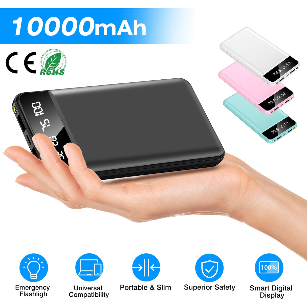 10,000mAh Portable Power Bank by DirectDeals