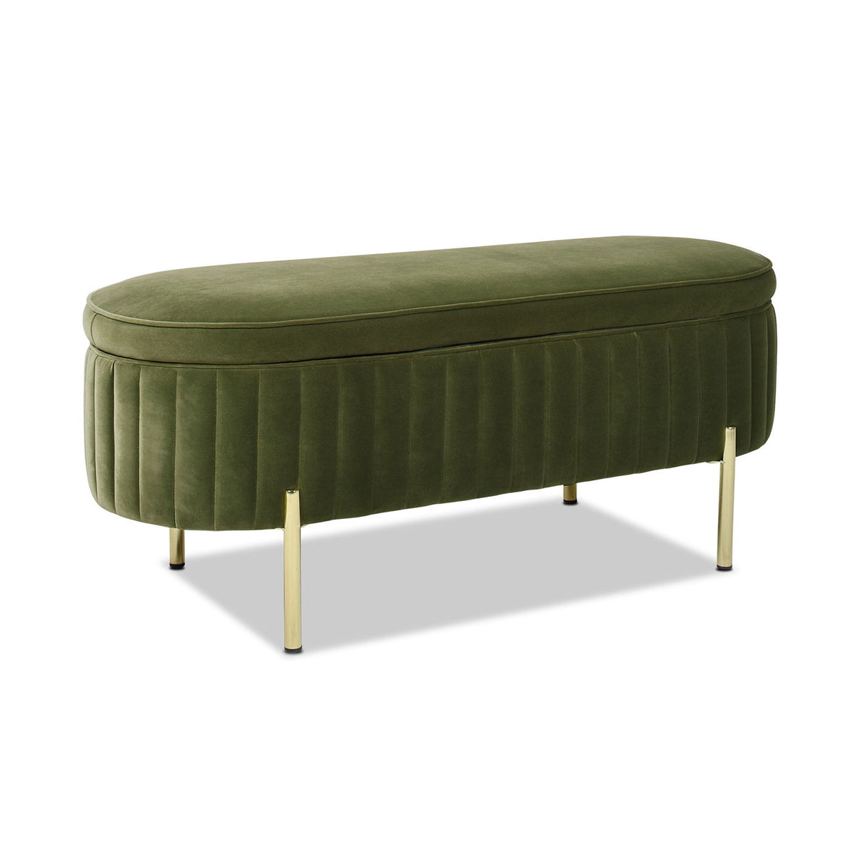Chloe - Modern Glam Storage Bench - Olive Green by Couch.com