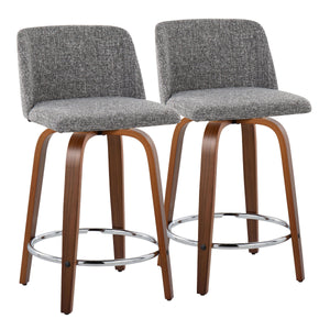 Toriano - Mid Century Modern Fixed Height Counter Stool With Swivel With Round Footrest (Set of 2) by Couch.com
