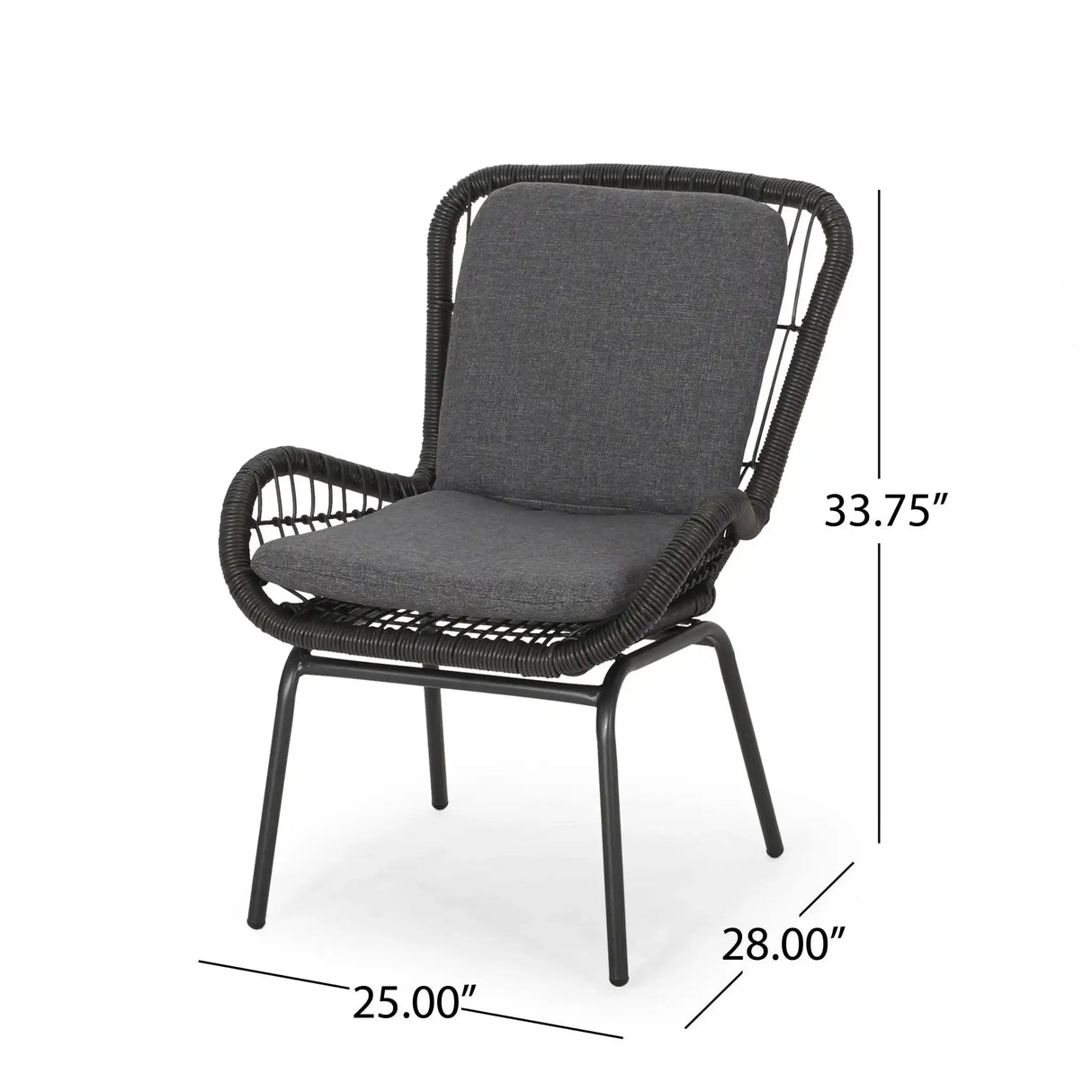 Outdoor Wicker Club Chair With Cushions (Set of 2)
