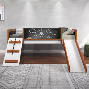 Aurea - Twin Loft Bed With Slide Slats Ststem Included - Cherry Oak / White by Couch.com