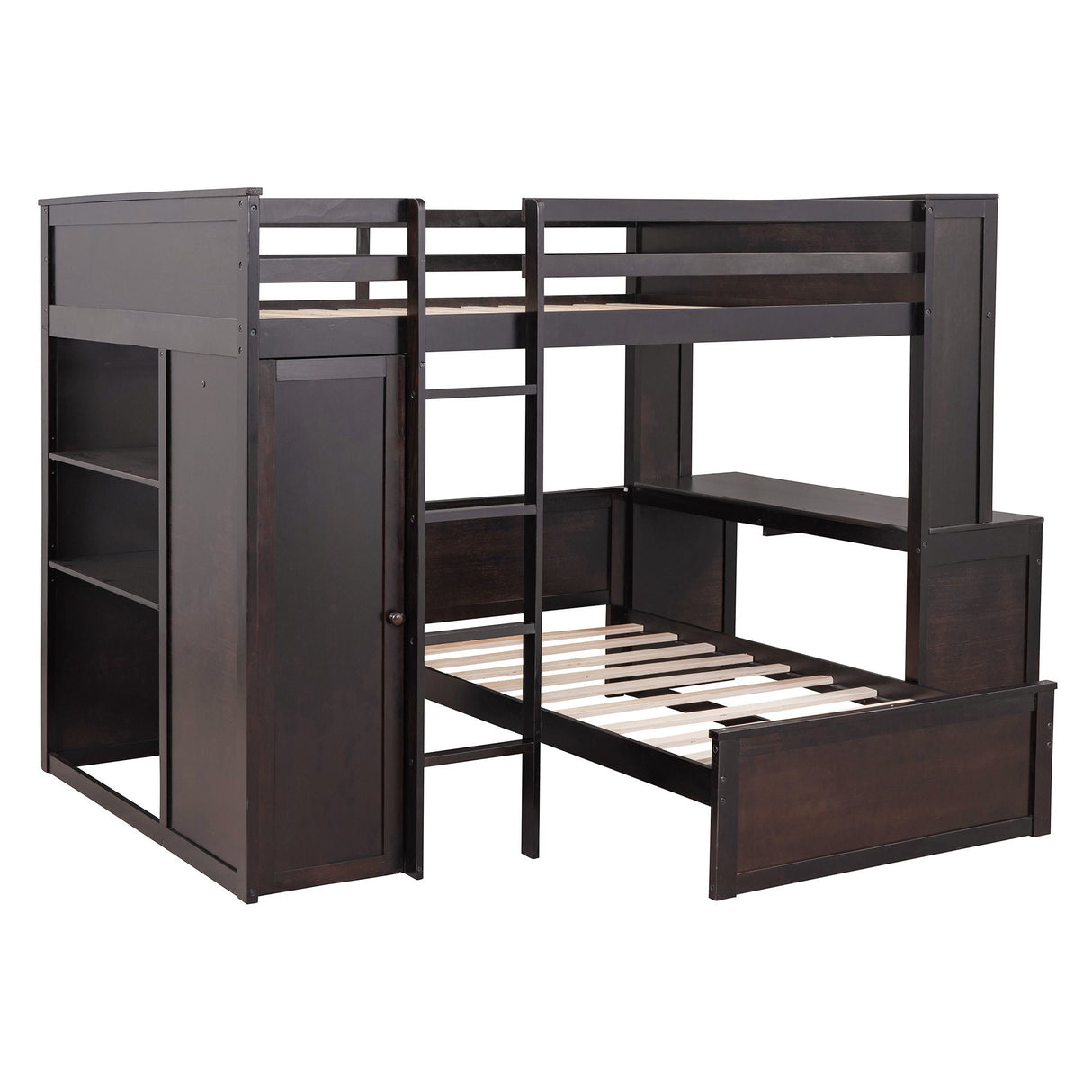 Loft Bed With A Twin Size Standalone Bed, Shelves, Desk, And Wardrobe by Couch.com