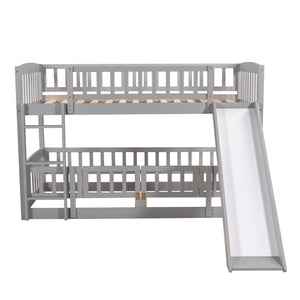 Low Bunk Bed With Slide, Fence And Ladder by Couch.com