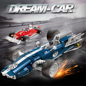 Creative Technology Blue Racing Car Assembling Building Blocks Toy