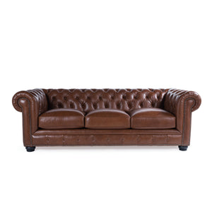 Traditional Tufted Leather Chesterfield Nailhead Sofa by Couch.com