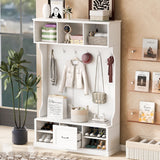 Hall Tree With 6 Hooks, Coat Hanger, Entryway Bench by Couch.com