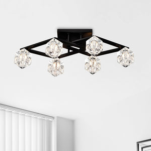 6 Light Crystal Ceiling Light For Dining Room, Modern Ceiling Lamp With Light Fixture For Entryway, Lobby, Kitchen, Bedroom, Living Room, Conference Room, (6*G9 Bulbs Included) by Couch.com