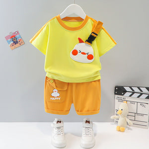 Short-sleeved Cartoon Animal Two-piece Set Children's Western Style