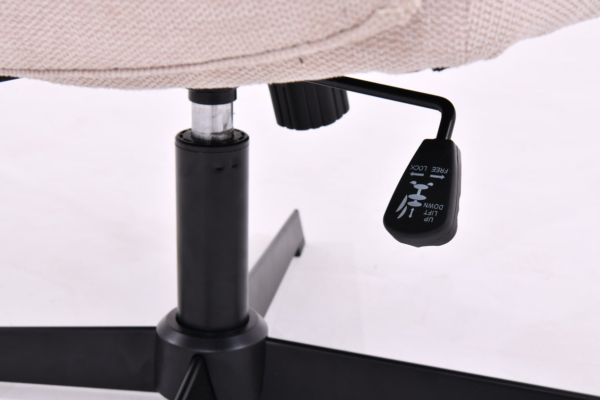 Couch.com Cross Legged Office Chair, Wide Comfty Desk Chair, Vanity Home Chair No Wheels Armless Computer Task Chair, Swivel And Height Adjustable Beige, Adjustable, Modern Style by Couch.com