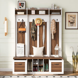 5 In 1 Entryway Bench With Coat Rack, 7 Sturdy Hooks, 2 Spacious Drawers And Adjustable Shelves by Couch.com