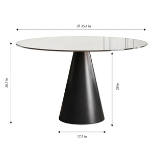 Round Dining Table for 2-4 People - Black / Brown