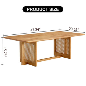 Rubber Wood And Solid Wood Coffee Table Modern Minimalist Rattan Weaving Design, Living Room Balcony, Multifunctional Small Sized Furniture - Natural by Couch.com
