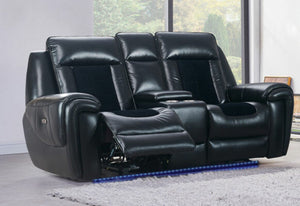 Clark - Blanche / Velvet Power Reclining Sofa With LED - Black by Couch.com