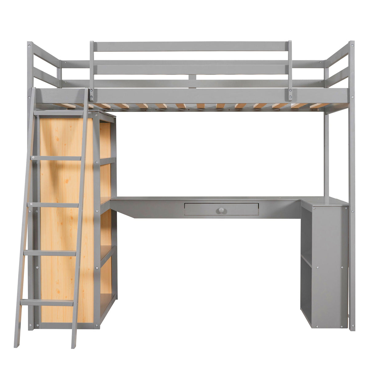 Loft Bed With Ladder, Shelves, And Desk by Couch.com