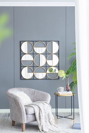Eclectic Styling Metal Beaded Wall Mirror With Contemporary Design For Bedroom, Liveroom & Entryway by Couch.com
